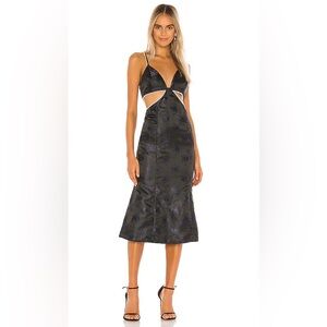 Song of Style Elena Midi Dress Jacquard Pearl Strap XXS NYE Party Formal Wedding